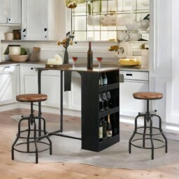 Rackhams Industrial Adjustable Height Retro Bar Stool Brown - thumbnail 6