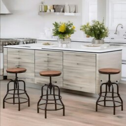 Rackhams Industrial Adjustable Height Retro Bar Stool Brown - thumbnail 5