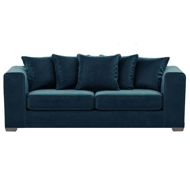 Rackhams Ella Plush Velvet Fabric 3 Seater - Blue - image 1