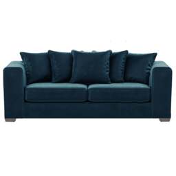 Rackhams Ella Plush Velvet Fabric 3 Seater - Blue - thumbnail 1