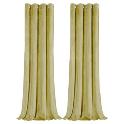 Rackhams Dusty Yellow Velvet Blackout Eyelet Curtains - 46x54 Inch Drop - Pair