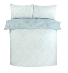 Rackhams Sparkle Striped Geometric Duvet Cover With Pillowcases - Duck Egg - Double (200cm x 200cm) - thumbnail 3
