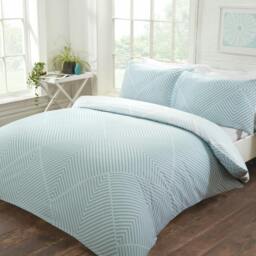 Rackhams Sparkle Striped Geometric Duvet Cover With Pillowcases - Duck Egg - Double (200cm x 200cm) - thumbnail 2