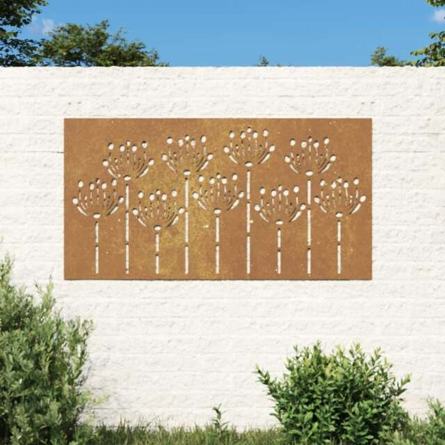 Rackhams Garden Wall Decoration 105x55 cm Corten Steel Flower Design