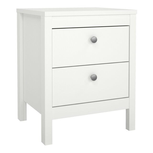 Rackhams Madrid Bedside Table 2 drawers in White - White - Manufactured wood - 1 - image 1