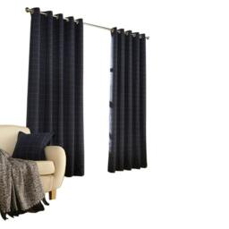 Rackhams Ellis Ringtop Eyelet Curtains - Navy - 229 x 229 cm - Navy - 100% Polyester - thumbnail 3