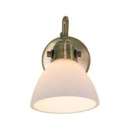 Rackhams Contemporary and Chic Antique Brass Wall Spot Light with Switch and Glass Shade - thumbnail 6