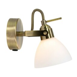 Rackhams Contemporary and Chic Antique Brass Wall Spot Light with Switch and Glass Shade - thumbnail 3