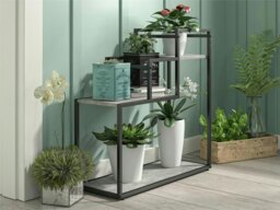 Rackhams Weston Plant Stand with 3 Shelves Black/Light Concrete - Grey - thumbnail 4