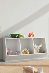 Rackhams 40cm H Double Layer Open Toy Clothing and Bookcase Management Cabinet - White - thumbnail 1