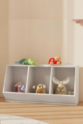 Rackhams 40cm H Double Layer Open Toy Clothing and Bookcase Management Cabinet - White - thumbnail 2