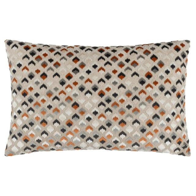 Rackhams Lexington Jacquard Velvet Cushion Cover - Ginger/Grey - 40cm x 60cm - Ginger/Grey - 100% Polyester - image 1