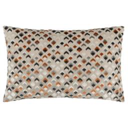 Rackhams Lexington Jacquard Velvet Cushion Cover - Ginger/Grey - 40cm x 60cm - Ginger/Grey - 100% Polyester - thumbnail 1