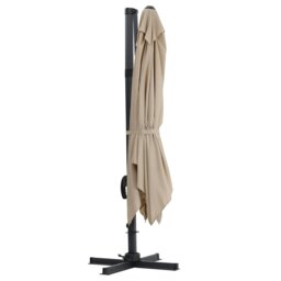 Rackhams 3 x 3 M Taupe Square Cantilever Parasol Outdoor Hanging Umbrella for Garden and Patio - Parasol + Cross Base + Petal Water Tank - thumbnail 5