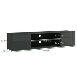"Rackhams Floating TV Unit for 60"" TVs W/ Shelves and Cabinets, Grey - Natural wood finish" - thumbnail 6