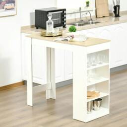 Rackhams Bar Table, Dining Table with 4-Tier Storage Shelf for Breakfast Bar, Kitchen, Dining Room, Living Room, Natural - thumbnail 6