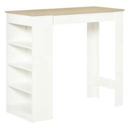 Rackhams Bar Table, Dining Table with 4-Tier Storage Shelf for Breakfast Bar, Kitchen, Dining Room, Living Room, Natural - thumbnail 1