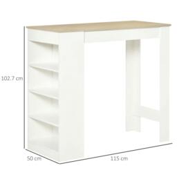 Rackhams Bar Table, Dining Table with 4-Tier Storage Shelf for Breakfast Bar, Kitchen, Dining Room, Living Room, Natural - thumbnail 3