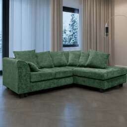 Rackhams Monaco Chenille Fabric 4 Seater L Shaped Corner Sofa - Green - Right Hand Facing - thumbnail 1