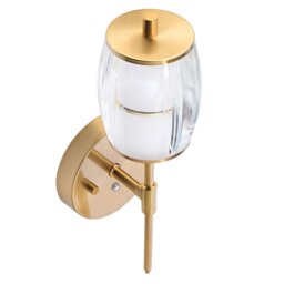Rackhams Satin Gold Wireless Rechargeable Touch Dimmer Wall Light with Clear Glass Shade - thumbnail 2