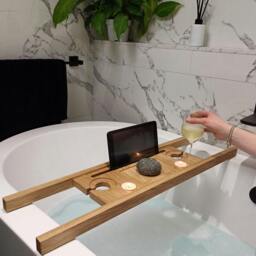 Rackhams Solid Oak Bath Tray Caddy – Luxury Handmade Wooden Bath Board - 80cm - thumbnail 3