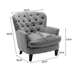 Rackhams Modern Beige Club Chair Button Tufted Accent Chair - Beige - thumbnail 5