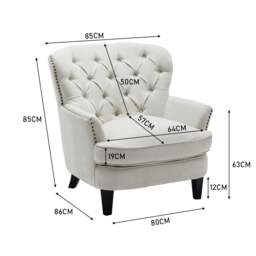 Rackhams Modern Beige Club Chair Button Tufted Accent Chair - Beige - thumbnail 3