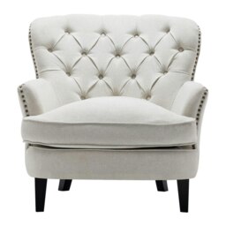 Rackhams Modern Beige Club Chair Button Tufted Accent Chair - Beige - thumbnail 2