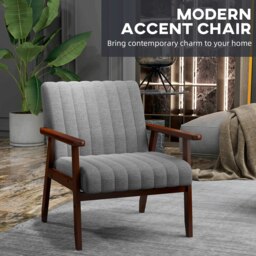 Rackhams Modern Accent Chair Upholstered Armchair for Bedroom Grey - thumbnail 5