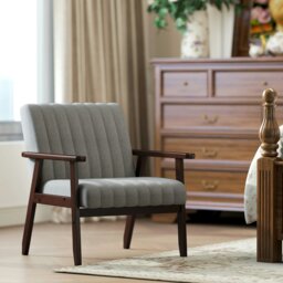 Rackhams Modern Accent Chair Upholstered Armchair for Bedroom Grey