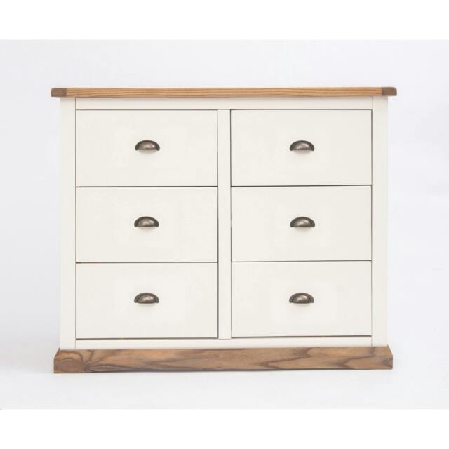 Rackhams Tropea 6 Drawer Chest of Drawers Brass Cup Handle - Off White - image 1