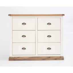 Rackhams Tropea 6 Drawer Chest of Drawers Brass Cup Handle - Off White - thumbnail 1