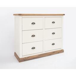 Rackhams Tropea 6 Drawer Chest of Drawers Brass Cup Handle - Off White - thumbnail 3