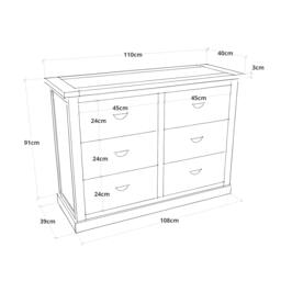 Rackhams Tropea 6 Drawer Chest of Drawers Brass Cup Handle - Off White - thumbnail 2