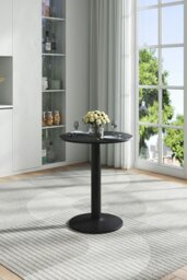 Rackhams Black Round Coffee Table with Metal Base - Black - thumbnail 3