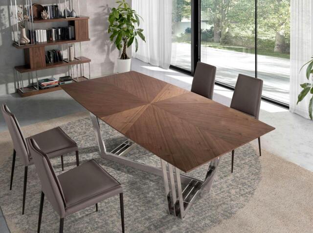 Rackhams Oval Barrel walnut and chrome-plated steel dining table 1097 - image 1