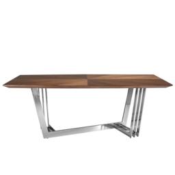 Rackhams Oval Barrel walnut and chrome-plated steel dining table 1097 - thumbnail 3