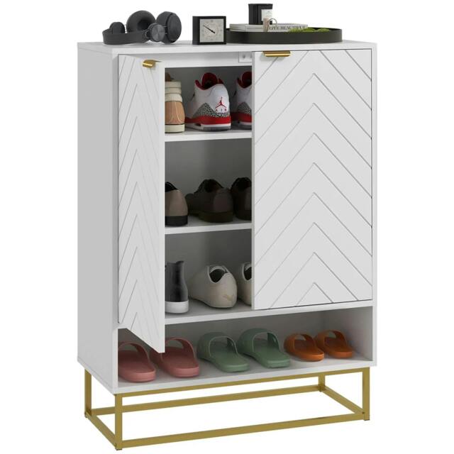 Rackhams Shoe Storage Cabinet, Modern Shoe Cupboard with Open Shelf, Adjustable Shelf, 6 Vents, Shoe Rack for 12 Pairs of Shoes - image 1