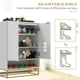 Rackhams Shoe Storage Cabinet, Modern Shoe Cupboard with Open Shelf, Adjustable Shelf, 6 Vents, Shoe Rack for 12 Pairs of Shoes - thumbnail 5