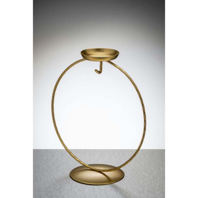 Rackhams Circular Metal Ornament Stand with Tea Light Holder - Gold