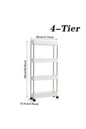 Rackhams Slim Standing 4-Tier Corner Storage Rack Shelf Plastic for Kitchen Bathroom - White - thumbnail 5