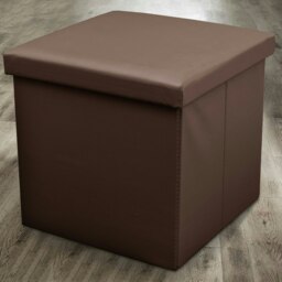 Rackhams Faux Leather Storage Ottoman - 38cm X 38cm Foldable - White - thumbnail 2