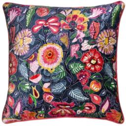 Rackhams Glorine Velvet Piped Cushion Cover - Multicoloured - 50cm x 50cm - Multicoloured - 100% Mixed - thumbnail 1