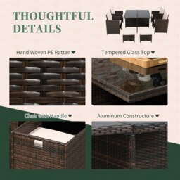 Rackhams Rattan Dining Set Garden Furniture Cube Table Chair Stool Cushion Seat - thumbnail 5