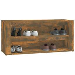 Rackhams Shoe Rack Smoked Oak 100x35x45 cm Engineered Wood - thumbnail 4