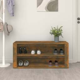 Rackhams Shoe Rack Smoked Oak 100x35x45 cm Engineered Wood - thumbnail 3
