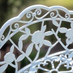 Rackhams Metal Garden Bench With Rose Petals Detail White - thumbnail 6