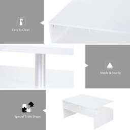 Rackhams Coffee Table with Storage, 2-Tier Centre Table, Modern Living Room Table with Open Shelf and Aluminium Poles, White - thumbnail 4