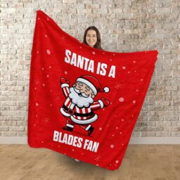 Rackhams Santa is a Blades Football Fan - Luxury Fleece Blanket 150cm X 150cm - thumbnail 2