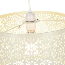 Rackhams Marrakech Designed Cream Metal Pendant Light Shade with Floral Decoration - thumbnail 3